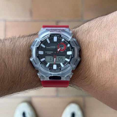 G-SHOCK GA-0105 Rojo Tablero Negro-Transparente