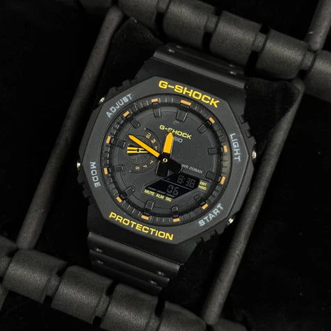 G-SHOCK Manga Negro Tablero Negro-Amarillo