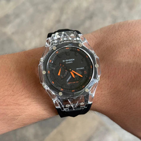 G-SHOCK Premium Diamond Negro Manecillas Naranjas