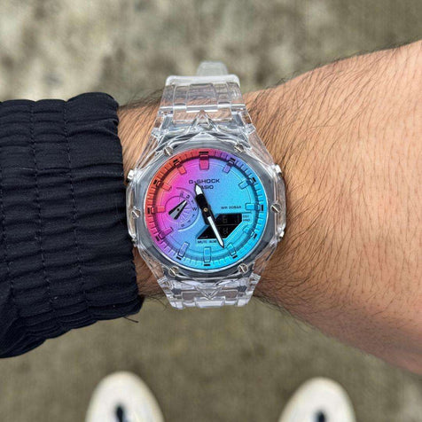 G-SHOCK new 2025 transparente tablero azul-rosado