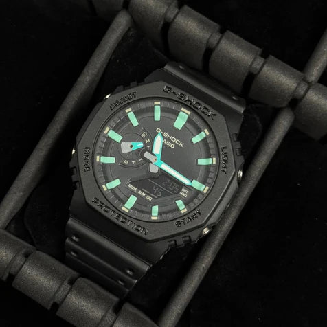 G-SHOCK Manga Negro Tablero Negro-Verde Menta